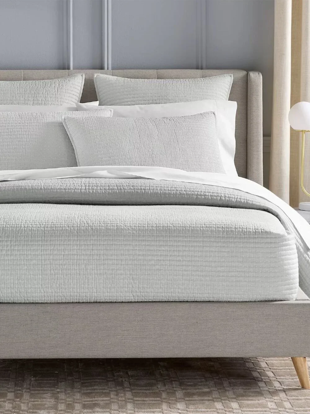 Hudson Park Collection Channel Stitch Coverlet, Queen, Gray/Silver, New with Tag